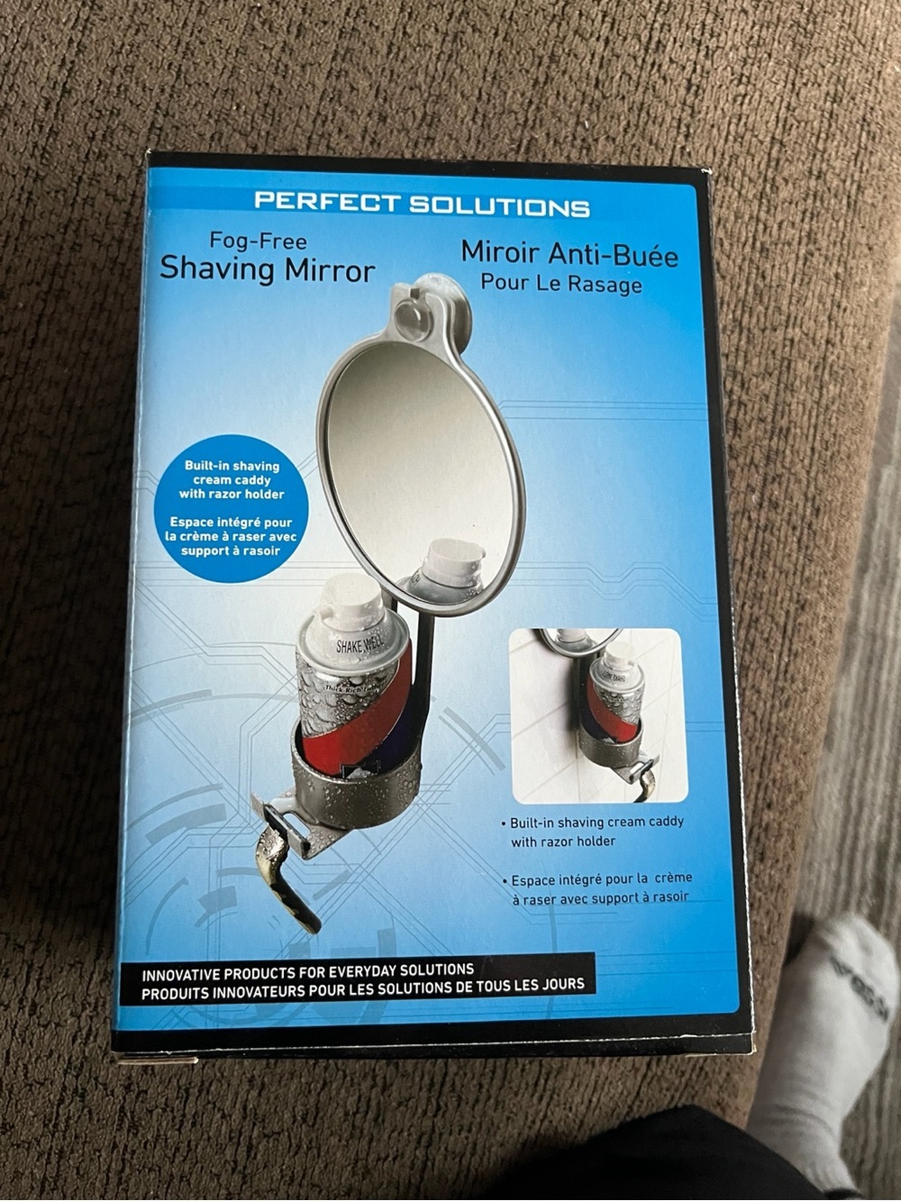 Perfect Solutions Fog-Free Shower Shaving Mirror Razor Holder New